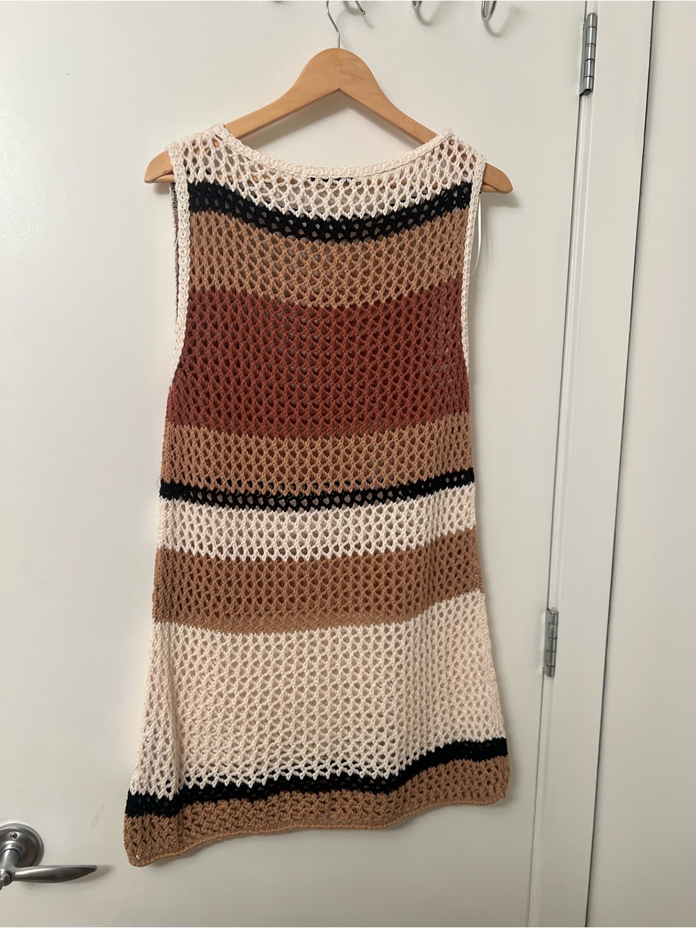 Zara Crochet Stripe Dress – Neutral Tones, Size Medium - Picture 7 of 8
